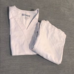 Cream Scrub Top and Bottom